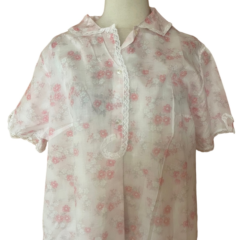 Vintage Floral, Light Cotton Blend Nightgown - Picture 2 of 4